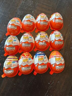 Kinder Joy Assorted Egg Candy - Orange & White - Set of 12 Toys Only (lot 1)